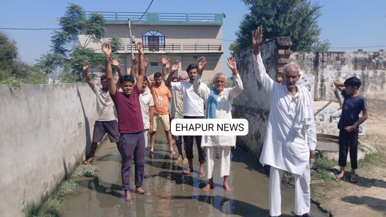 गांव में जल भराव की वजह से ग्रामीण बेहद परेशान