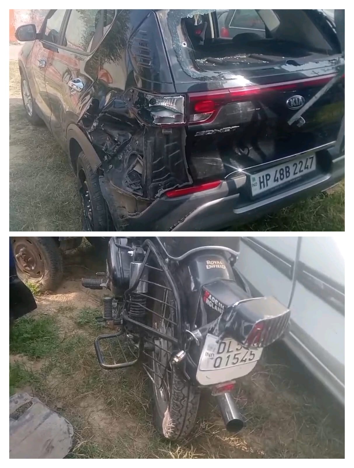 कार से टकराई बुलेट, फ्लाईओवर से नीचे गिरा बाइक सवार, दो घायल