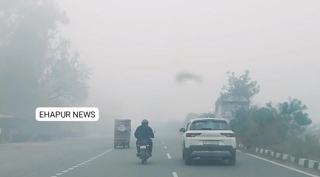 हापुड़ में कोहरे का कहर जारी, विजिबिलिटी प्रभावित