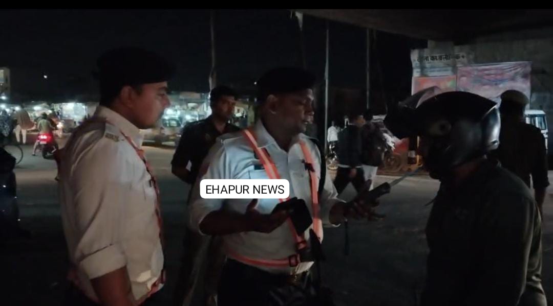 कुचेसर चौपला पर पुलिस ने चलाया चेकिंग अभियान, काटे चालान